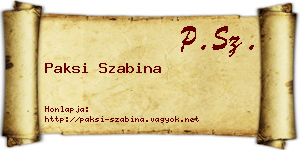 Paksi Szabina névjegykártya